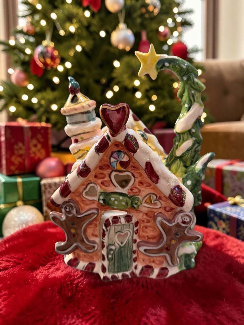 Blue Sky Clayworks Christmas Gingerbread House New Tea Light Holder